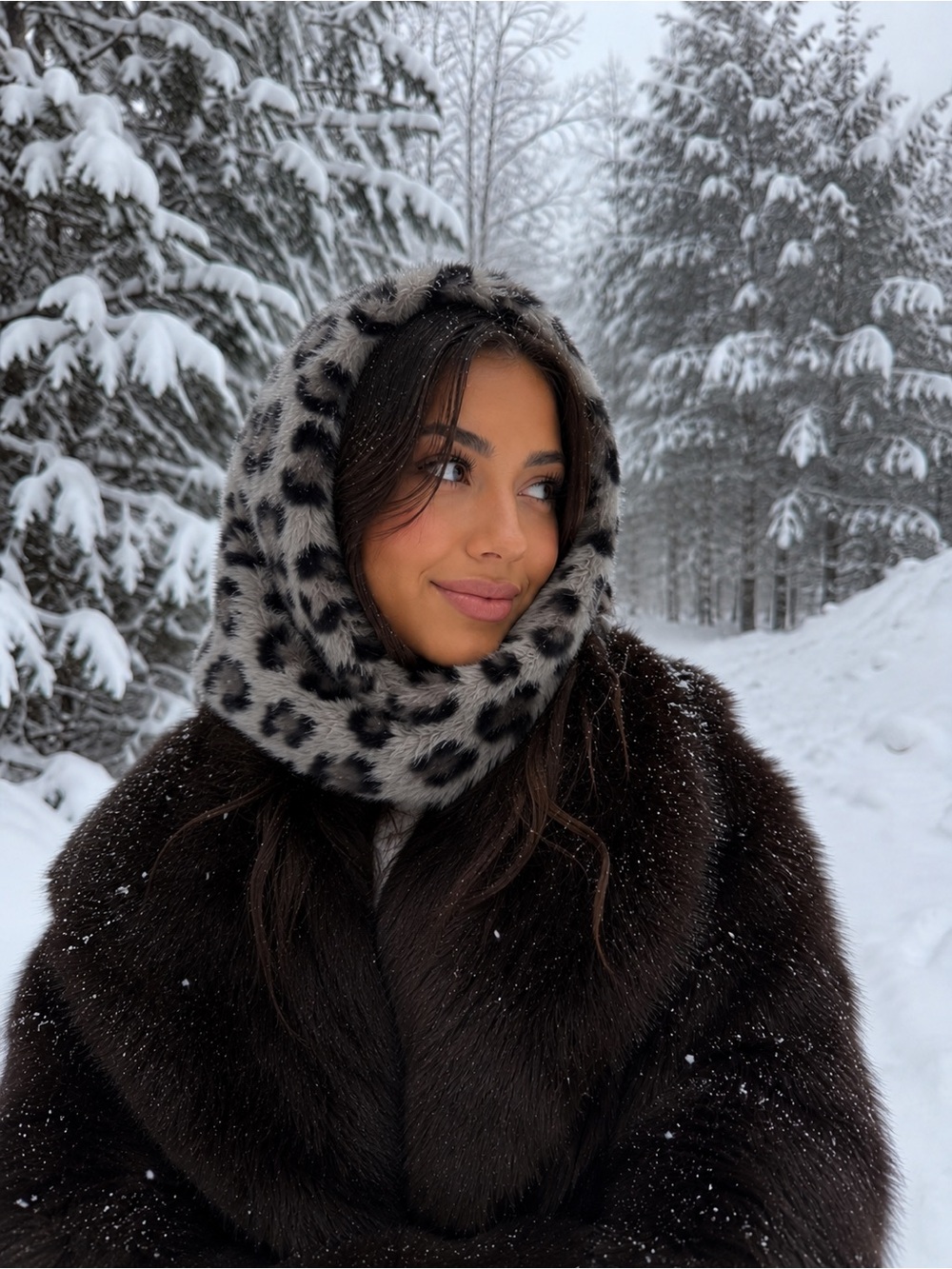 J MCLAUGHLIN Gray Leopard Head Scarf